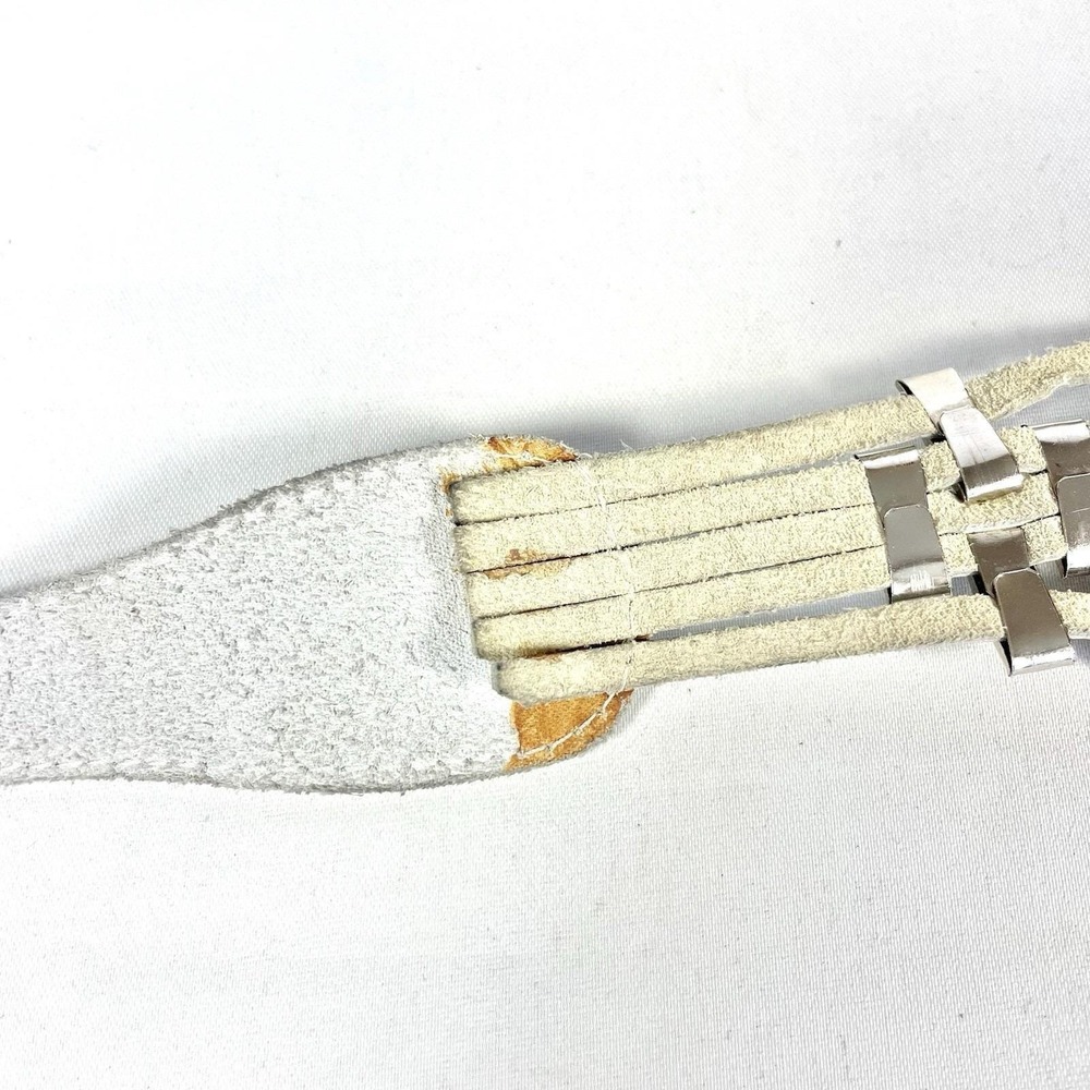Vintage 80s White Leather Silver Tone Multi Strand Concho Belt 30 in - Picture 10 of 10